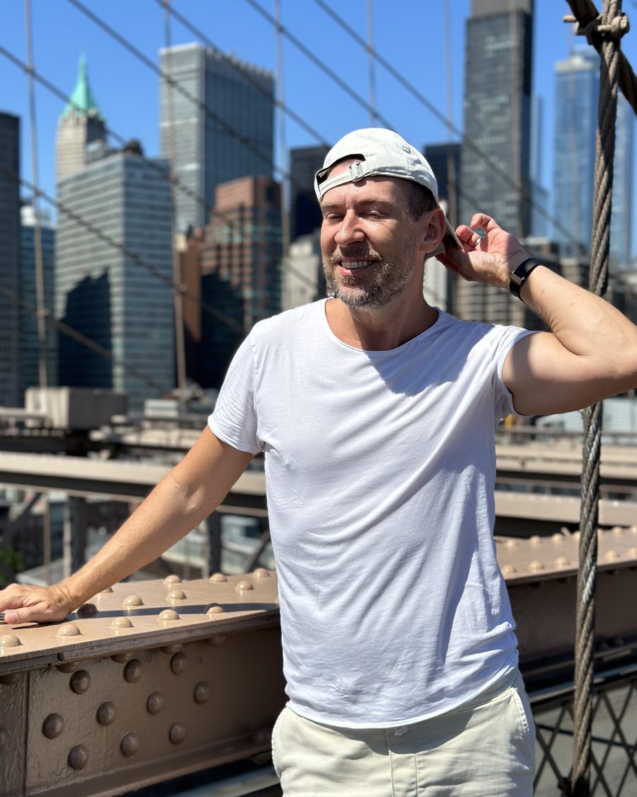 Robert Billing på Brooklyn Bridge, New York